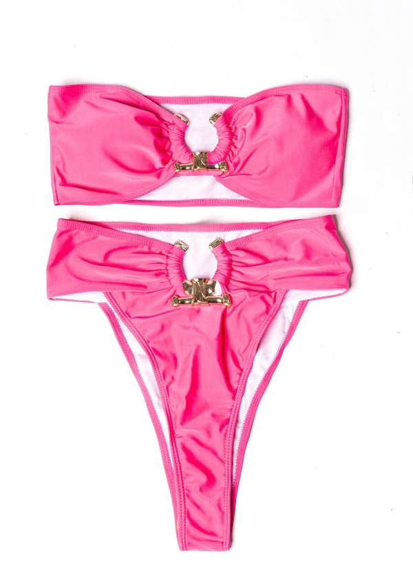 Hot Pink Gold Clasp Bikini
