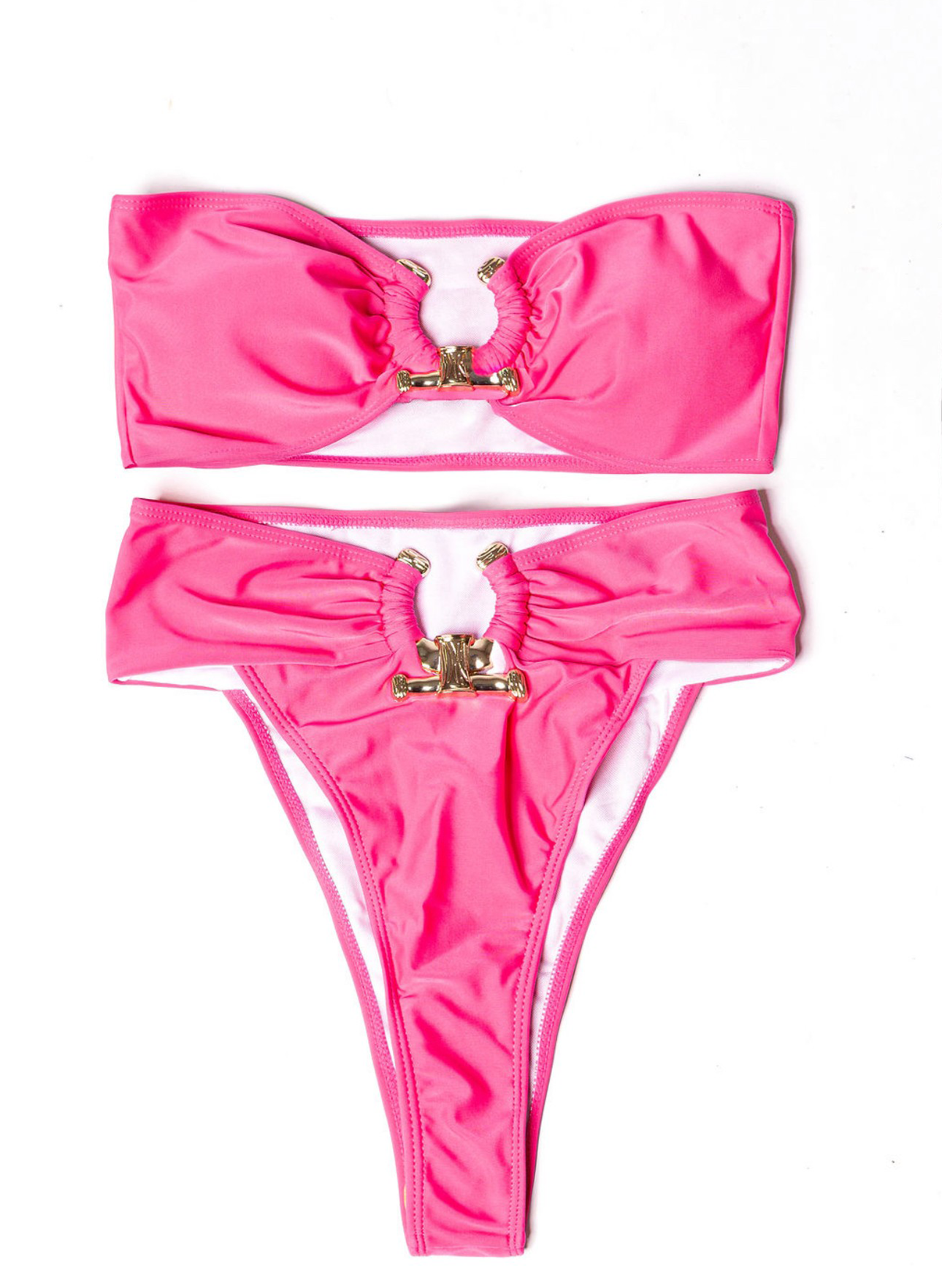 Hot Pink Gold Clasp Bikini