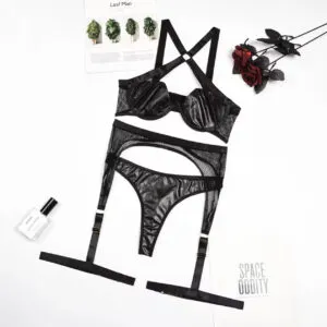 Black Faux Leather 3-Piece Set