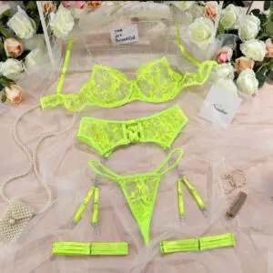 Neon Yellow Lace Chain Accent Set