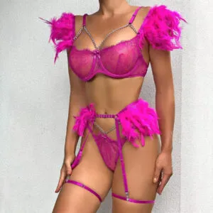 Hot Pink Feather Chain-Link Set