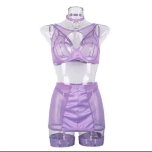 Lavender Strappy Sheer Skirt Set