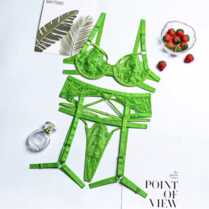 Neon Green Strappy Lace Garter Set