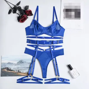 Royal Blue Strappy Harness Garter Set