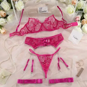 Fuchsia Lace Chain Accent Set