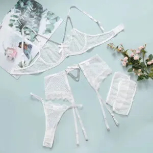 White Chain-Link Lace Set