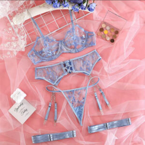 Powder Blue Lace Chain Accent Set