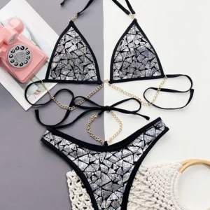 Silver Mosaic Chain Bikini
