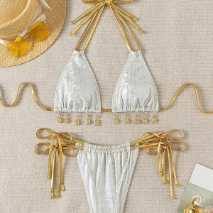 White Pearl Beaded Bikini