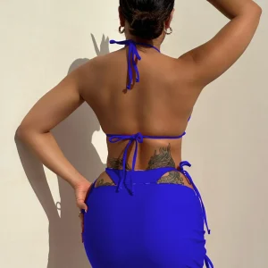 Red Lace Trim Tie Bikini