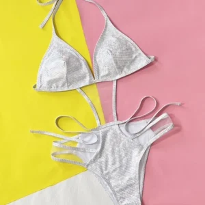 Silver Sparkle Triangle Bikini